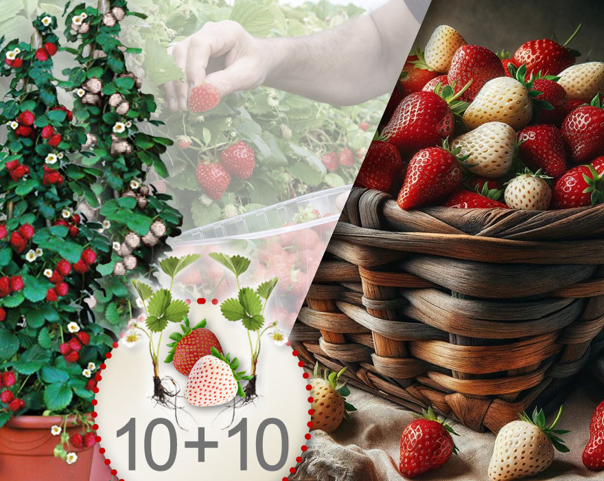 Morangueiros trepadores vermelhos e brancos 20 Peças